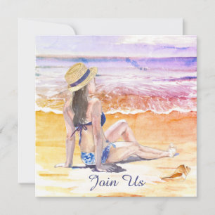 Convites *~* DIY Praia Tropical AR29 Genérico RESPOSTA PARA