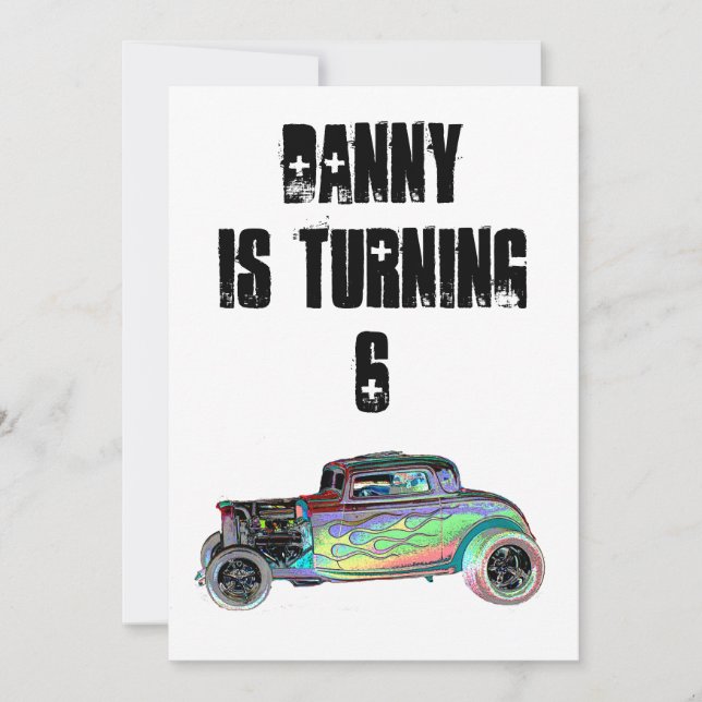 Convites do aniversário do hot rod (Frente)