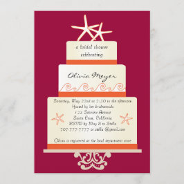 Convites do bolo de casamento da estrela do mar -