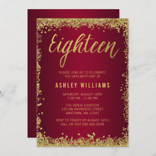 Convites Do brilho Dourado do falso de Borgonha aniversário
