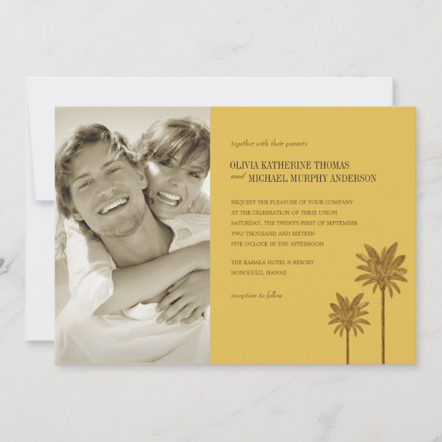Convites do casamento da foto da praia (Frente)