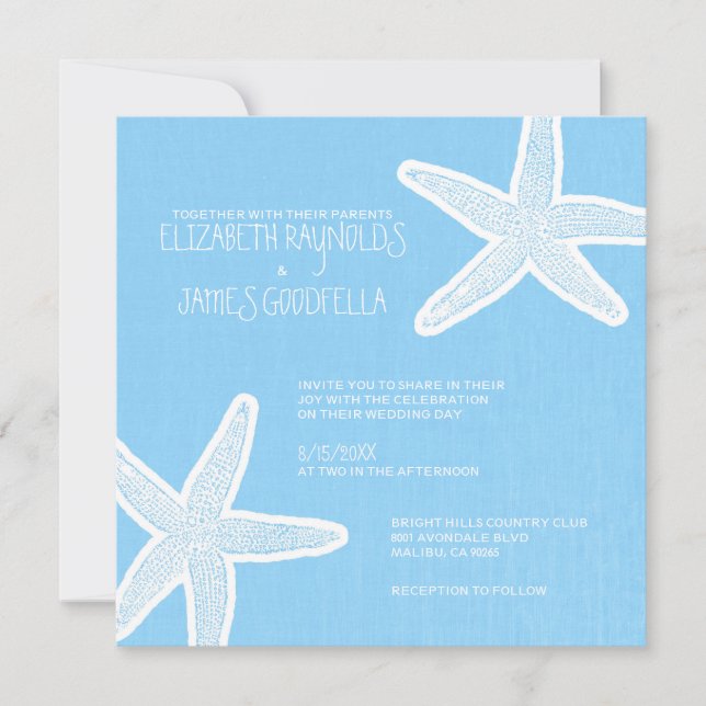 Convites do casamento de praia da estrela do mar (Frente)