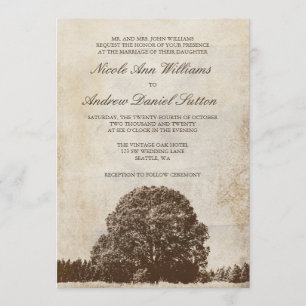 Convites do casamento do carvalho de Brown do