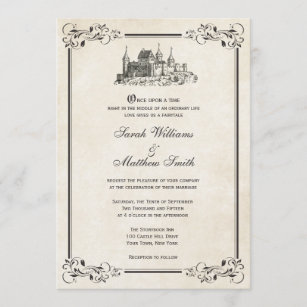 Convites do casamento do castelo do conto de fadas