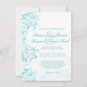 Convites do casamento do Flourish do Aqua de