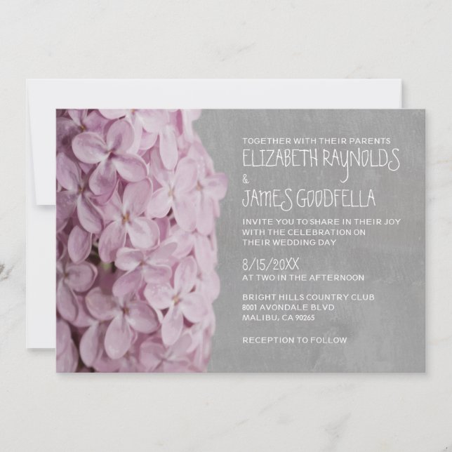 Convites do casamento do Lilac (Frente)