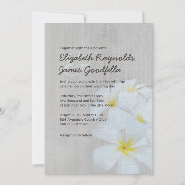 Convites do casamento do Plumeria do vintage (Frente)
