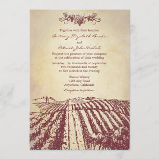 Convites do casamento do vinhedo da adega do vinho