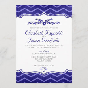 Convites do casamento do ziguezague dos azuis