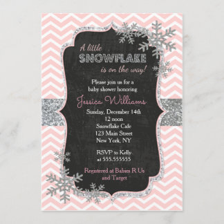 Convites do chá de fraldas do inverno do floco de