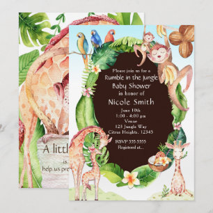 Convites do chá de fraldas do macaco & do girafa