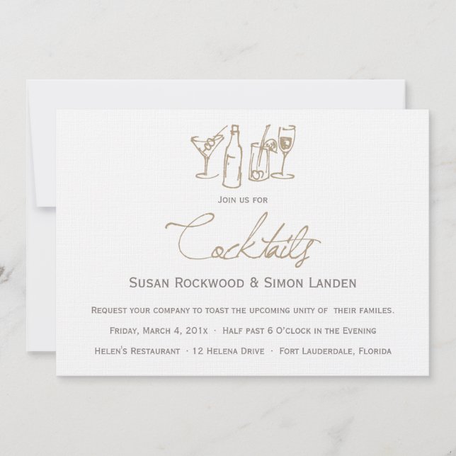 Convites do cocktail do casamento | Brown (Frente)