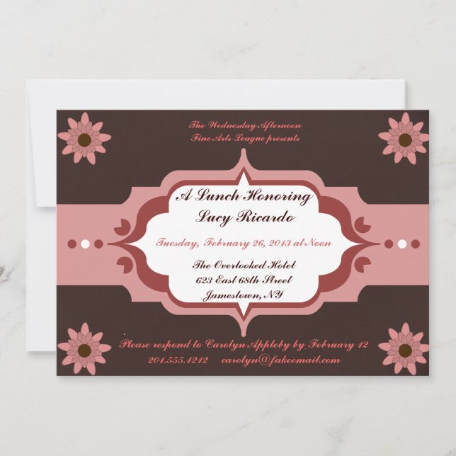 Convites do costume do rosa e do almoço das (Frente)