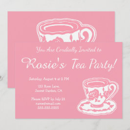 Convites do costume do Teacup do rosa do rosa do