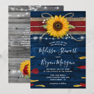 Convites Do girassol cinzento da rosa vermelha do marinho