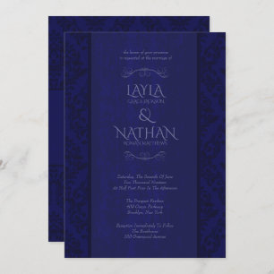 Convites do marinho & do casamento tema damasco