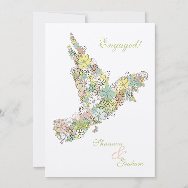 Convites Do pássaro floral do amor do noivado o partido (Frente)