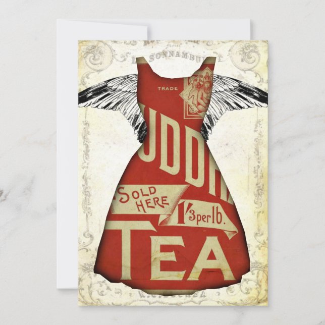 Convites do tea party vestidos no vermelho (Frente)
