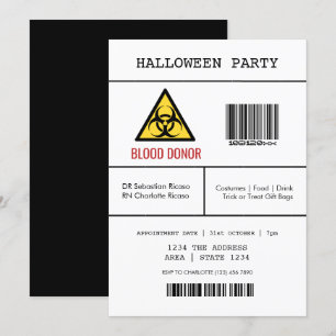 Convites Doador de Sangue Perigoso na Festa de Halloween
