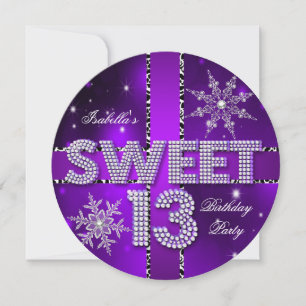 Convites Doce 13 13º Aniversário Roxo Inverno Mágico