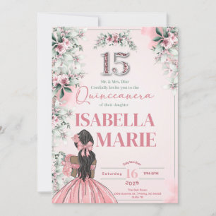 Convites Doce 15 Quinceanera Bonito no Aniversário Rosa