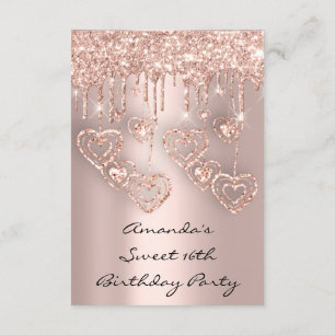 Convites Doce 16ª Festa de aniversário de Rosa dá gotas 