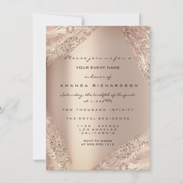 Convites Doce 16º Espetáculo Rosa Dourado Ombre (Frente)