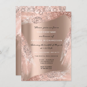 Convites Doce 16º Rosa de vestir de noiva Dourada Sparkly