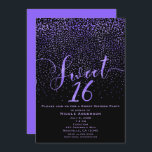Convites DOCE 166 Confetti Moderno Roxo e Preto<br><div class="desc">DOCE 16 Convites Modernos de Confetti,  Roxo e Preto.</div>