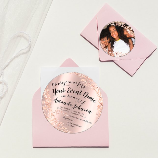 Convites Doce 16.º Aniversário Foto Floral Rosa Rosa Real (Criador carregado)