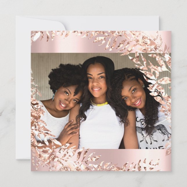 Convites Doce 16.º Aniversário Foto Floral Rosa Rosa Real (Verso)