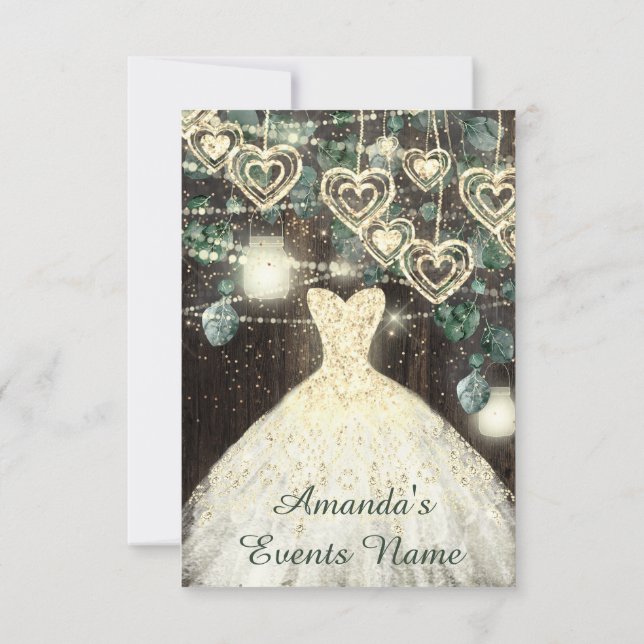 Convites Doce 16.º BRIDAL Rustic Dourado Confetti (Verso)
