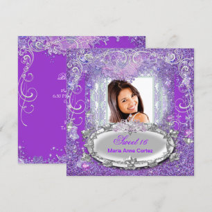 Convites Doce 16 16º Doce Dezesseis Brilho Roxo Olhar