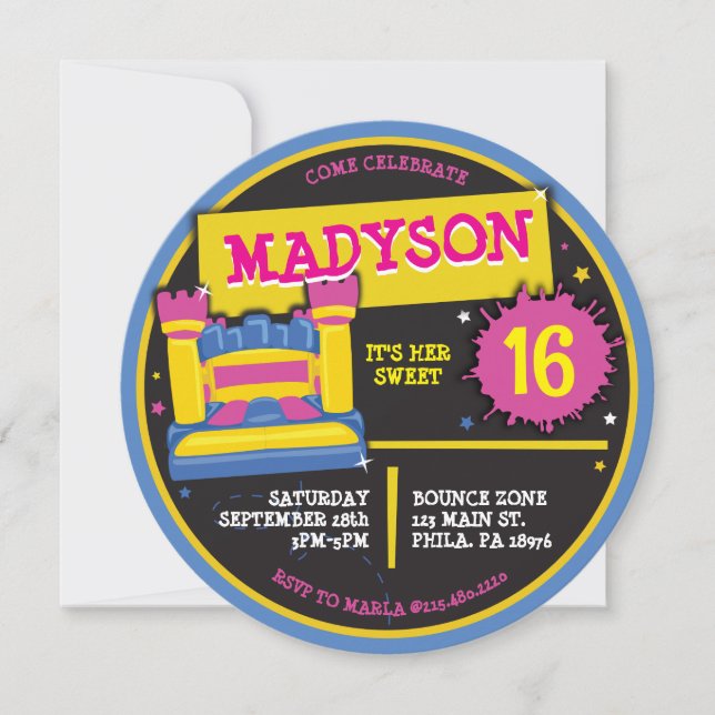 Convites Doce 16 16 BUNCE HOUSE CASTLE PRINCESS (Frente)