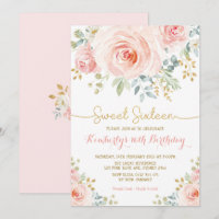 Doce 16 Aniversário Blush Dourado Floral Sweet Dez