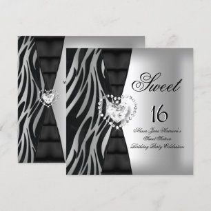 Convites Doce 16 Aniversário de Dezesseis Anos Festa Zebra 