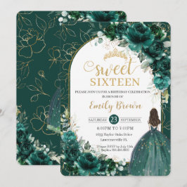 Convites Doce 16 Aniversário Emerald Green Princesa Floral