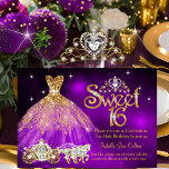 Convites Doce 16 Aniversário Vestido Roxo Tiara Carruagem<br><div class="desc">Doce 16.º aniversário da Carruagem Real Roxo Roxo de Tiara. Regal Royal Dourado. Festa de aniversário princesa. Dourado brilho e prata branca de pérolas Tiara. Festa da Princesa Festa por uma garota. Produto fabuloso para garotas adolescentes. Convite Formal. Personalizar para alterar ou adicionar detalhes. Personalize com seus próprios detalhes. Todos...</div>