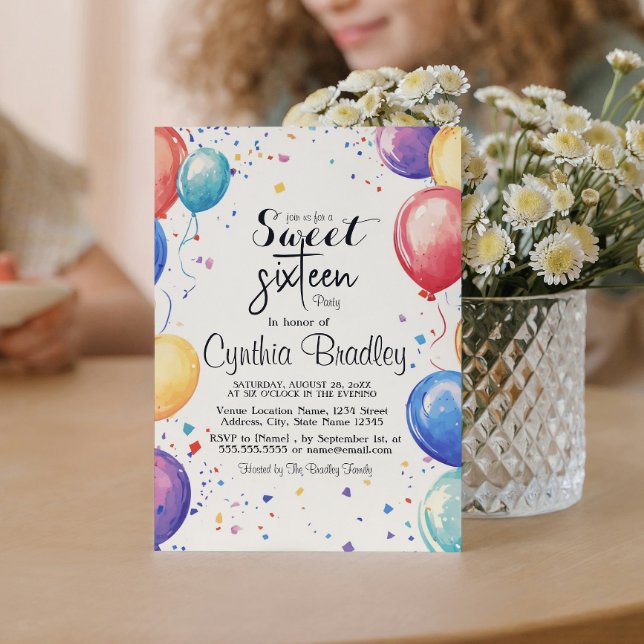 Convites Doce 16 Balões de Festa de aniversário I (Criador carregado)