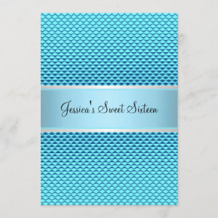 Convites Doce 16 Birthday Glam Blue Glitter Party