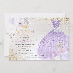 Convites Doce 16 Brilhantes Roxo Roxo Dourado