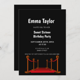 Convites Doce 16 Carpete Vermelho Hollywood Confetti Aniver