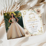 Convites Doce 16 Champagne Brown Floral Butterflies Foto<br><div class="desc">Personalize este belo cartão de convite de fotografia de forma fácil e rápida. Basta clicar no botão "Editar usando ferramentas de Design para" para modificar o texto, o texto, o estilo da fonte, o tamanho da fonte e a cor da fonte. Você também pode adicionar ou remover texto e mover...</div>