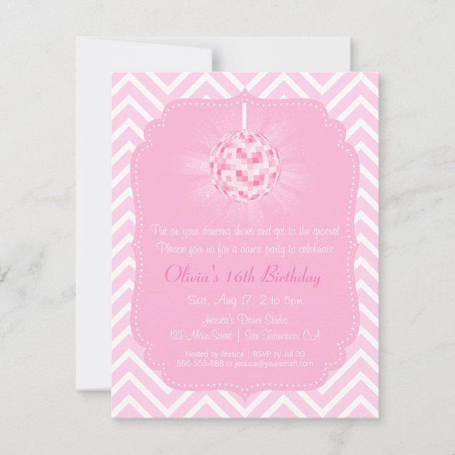 Convites Doce 16 Chevron - Festa de aniversário de dança (Frente)