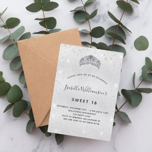 Convites Doce 16 cinzas, poeira de tiara-coroa