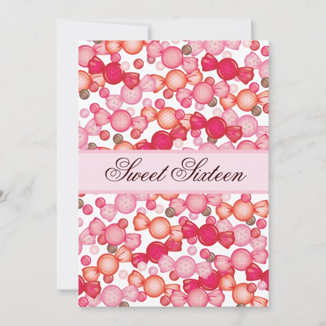 Convites Doce 16 coleção de dezesseis doces no rosa (Frente)