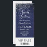 Convites Doce 16 Dentes Diamantes Gem Ticket<br><div class="desc">VIP Themed Invite Faux Glitter e Diamantes e Denim</div>
