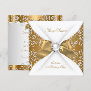 Convites Doce 16 Dezesseis Festa de Diamante Falso Bronze D