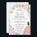 Convites Doce 16 Dezesseis Prata Floral Rosa Esbranquiçada<br><div class="desc">Personalize este adorável convite de aniversário do Sweet 16 com uma redação própria,  de forma fácil e rápida,  basta pressionar o botão personalizá-lo para reorganizar e formatar o estilo e a colocação do texto. Itens correspondentes disponíveis no repositório! c) O Feliz Cat Studio</div>