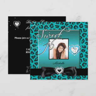 Convites Doce 16 Dezesseis Tule Preto Leopardo Foto
